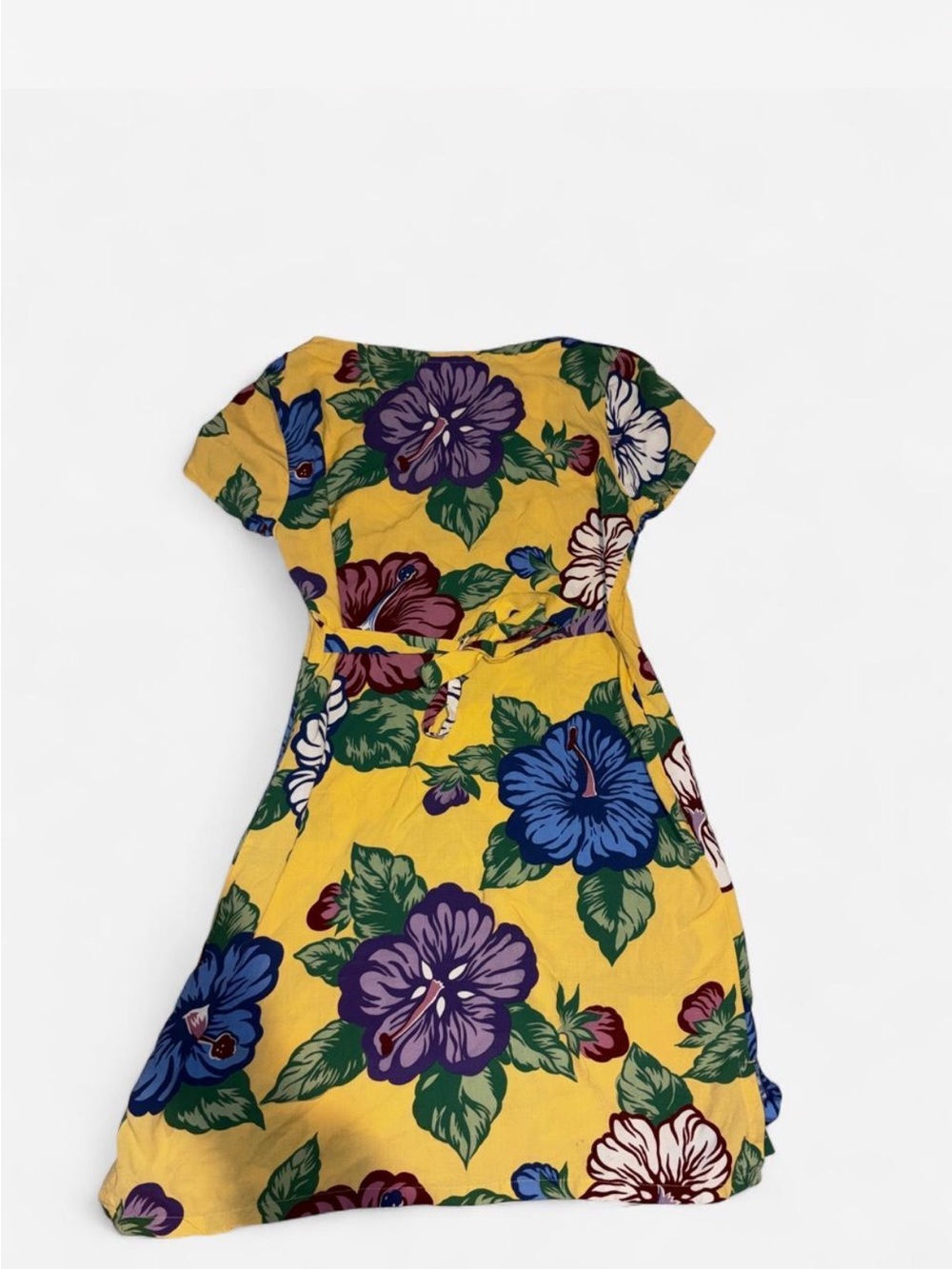 reyn spooner Yellow Floral Casual Dress with Blue & Purple Blooms